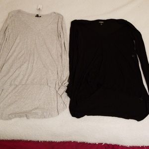 2 long sleeve high low shirts